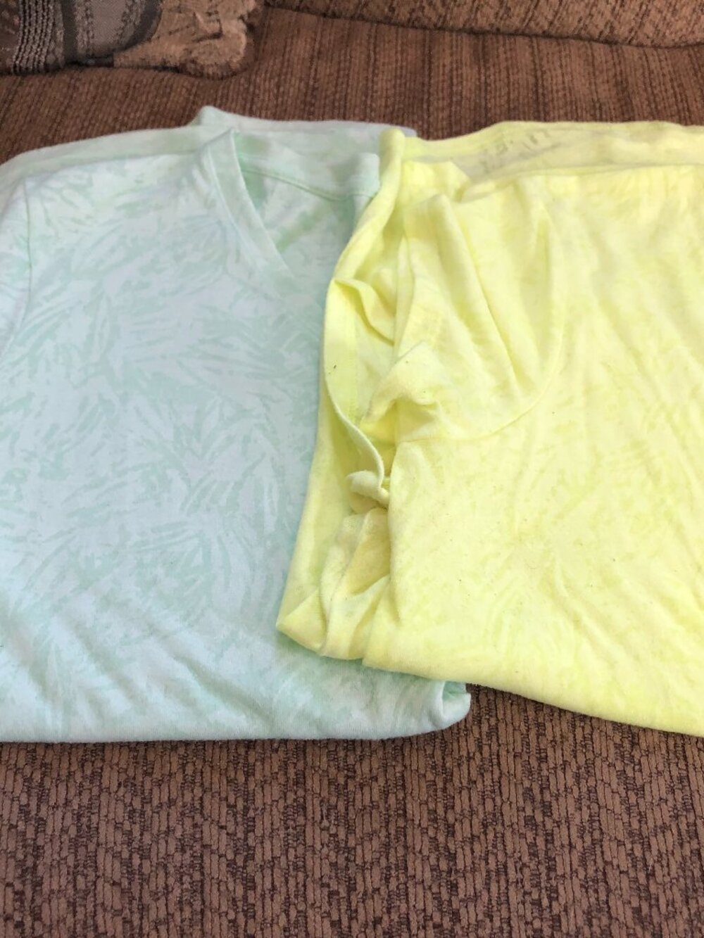 LOT of 2 Womens Tek Gear Dry Tek XXL Tops Yellow & Green 23-24" Pit to Pit #KF